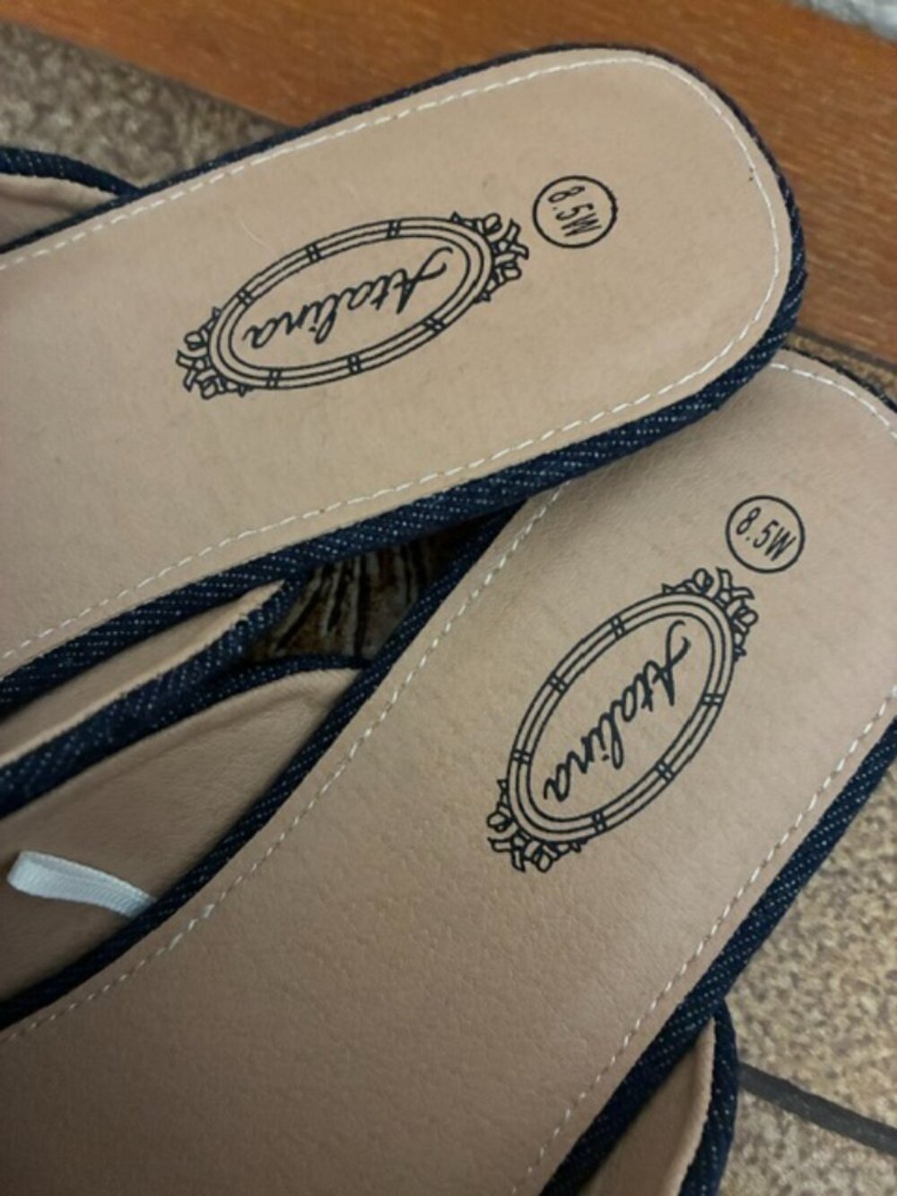 Brand New Atalina Rhinestone Navy Blue Mules - Picture 4 of 4